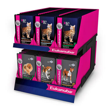 modular display with molded sidewalls for pet food