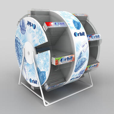 counter display rotating for chewing gum for cash desk zone