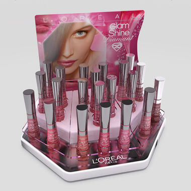 counter display for women's cosmetics
