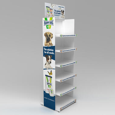 Creative retail equipment — floor display for pet food manufactured by Konsal Advertising Ltd.