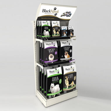 rack with the lightbox for pet food