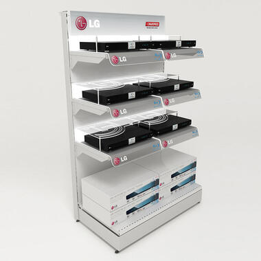rack with lightning and with perforation guides for household appliances and electronics